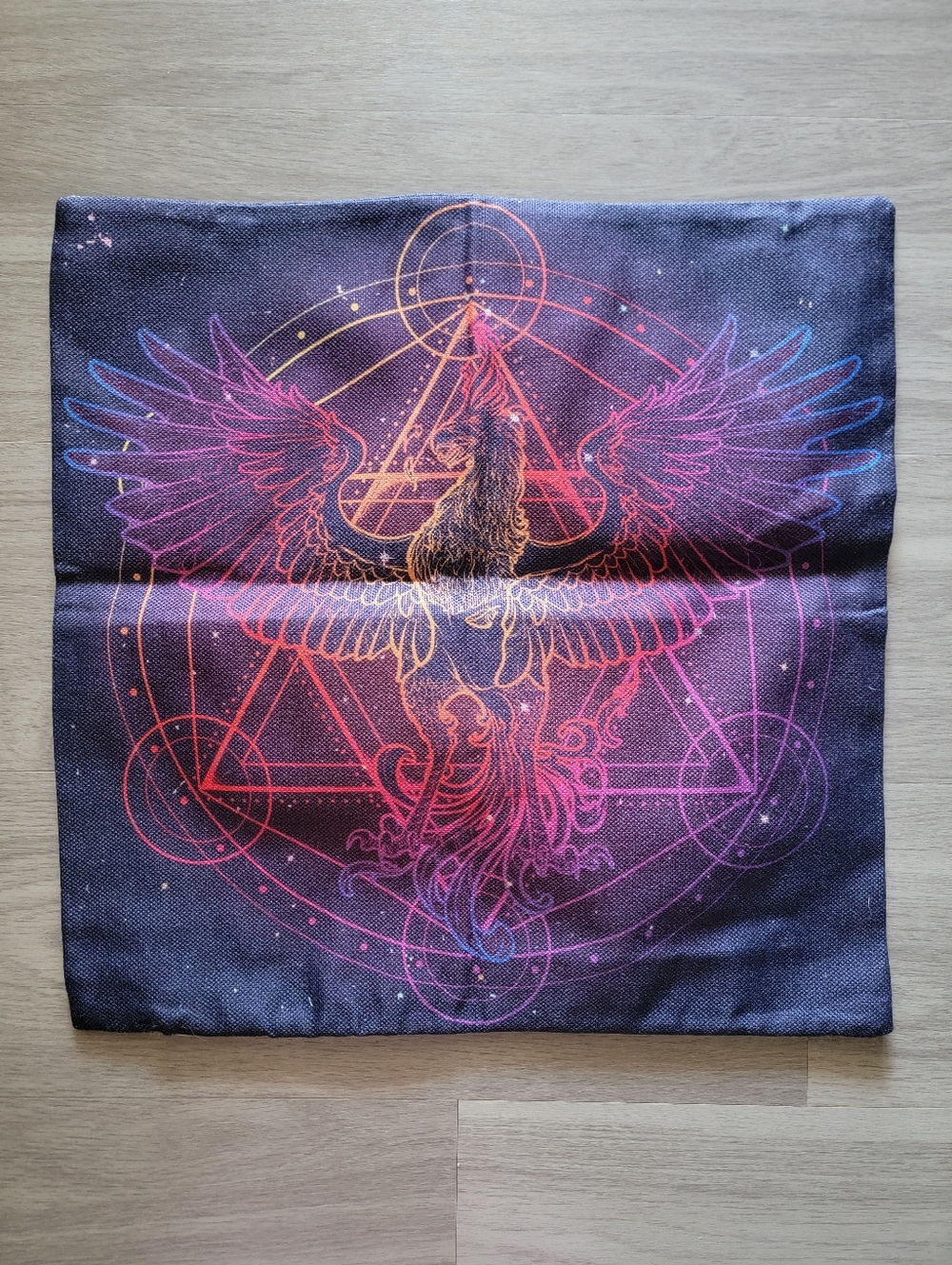 Mystic Phoenix Pillow Cover - Black with Pink & Purple Gradient